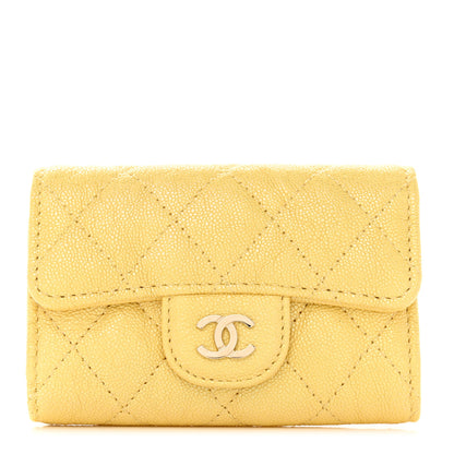 Chanel Iridescent Caviar Quilted Classic 4 Key Holder Wallet Yellow 1 of 8