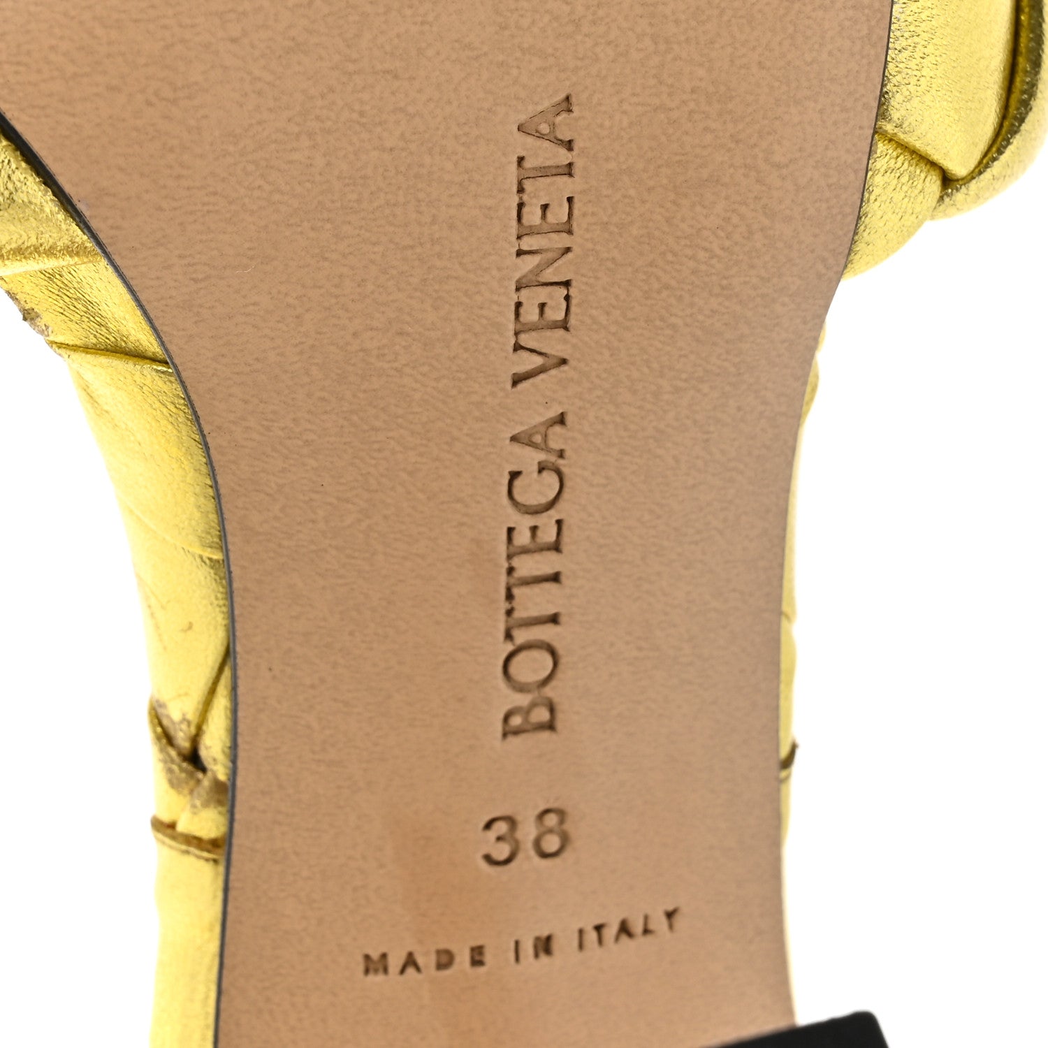 Bottega Veneta Metallic Nappa Maxi Reflection Weave Lido 90mm Mule Sandals 38 Gold 6 of 8
