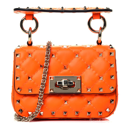 Valentino Garavani Calfskin Micro Rockstud Spike Shoulder Bag Orange 1 of 9
