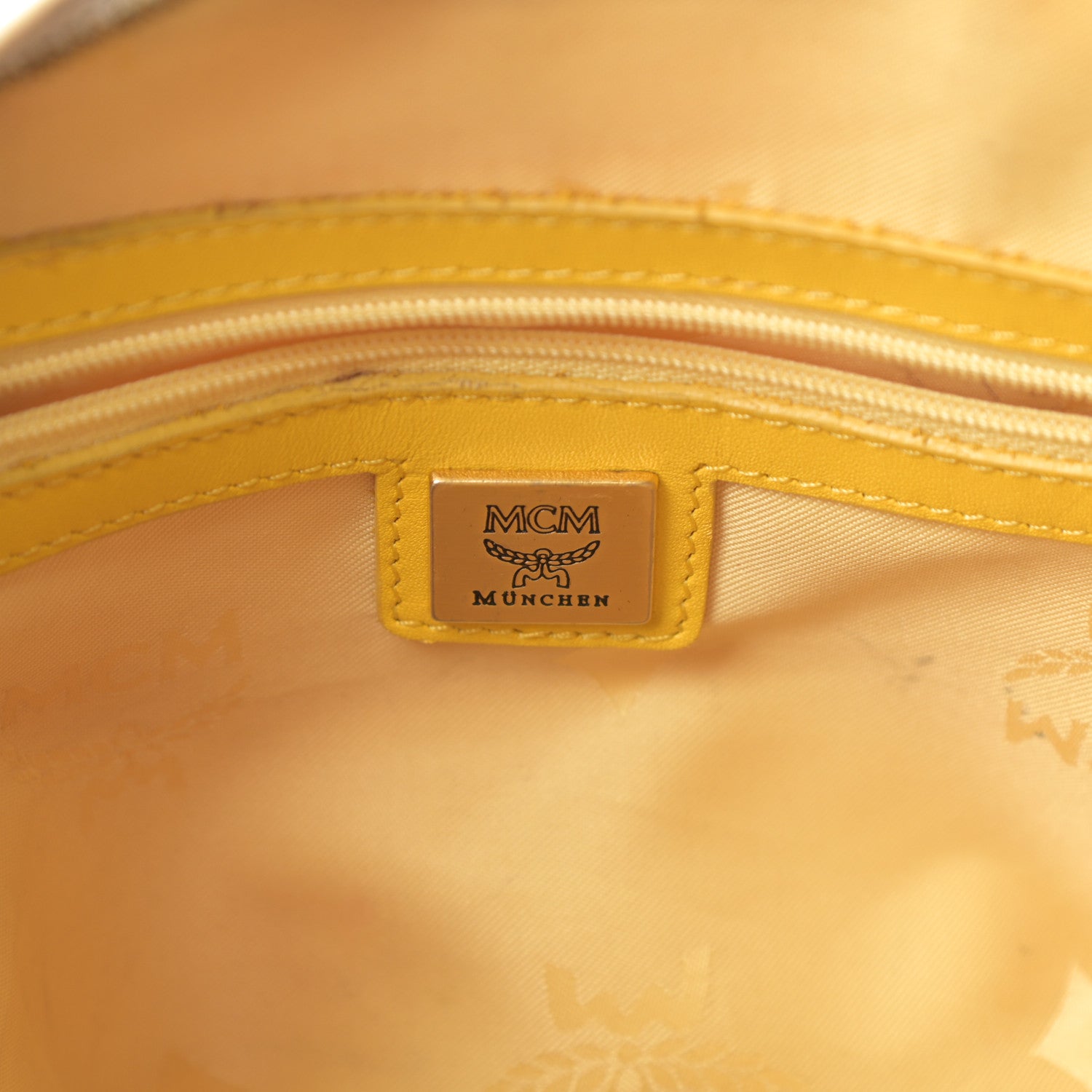 MCM Visetos Satchel White Yellow 6 of 20