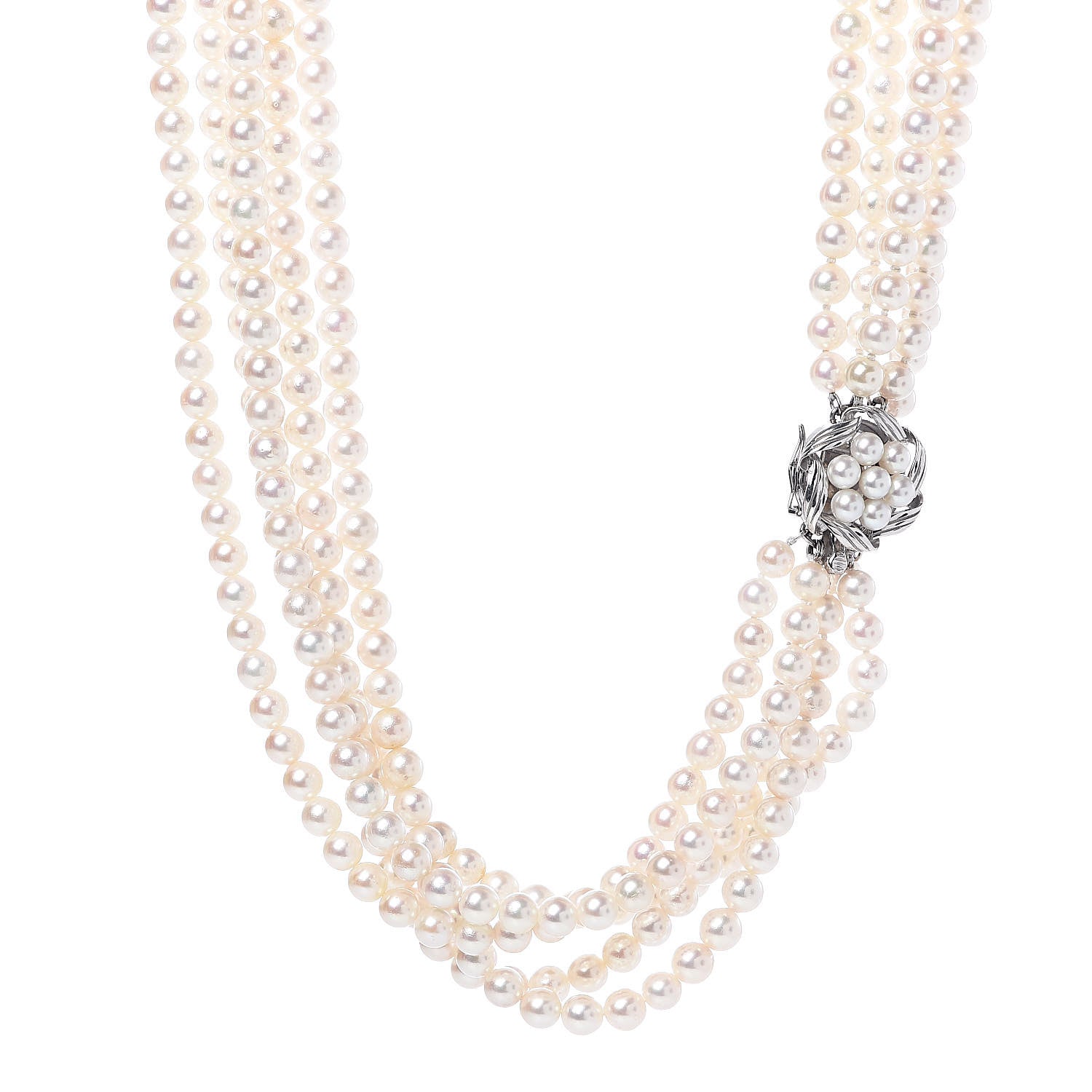 Mikimoto 14K White Gold Akoya Pearl 4.5-6mm Five Strand Necklace 1 of 5
