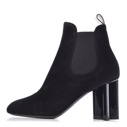 Louis Vuitton Suede Monogram Uniformes Cap Toe Chelsea 80mm Ankle Boots 37.5 Black 1 of 7