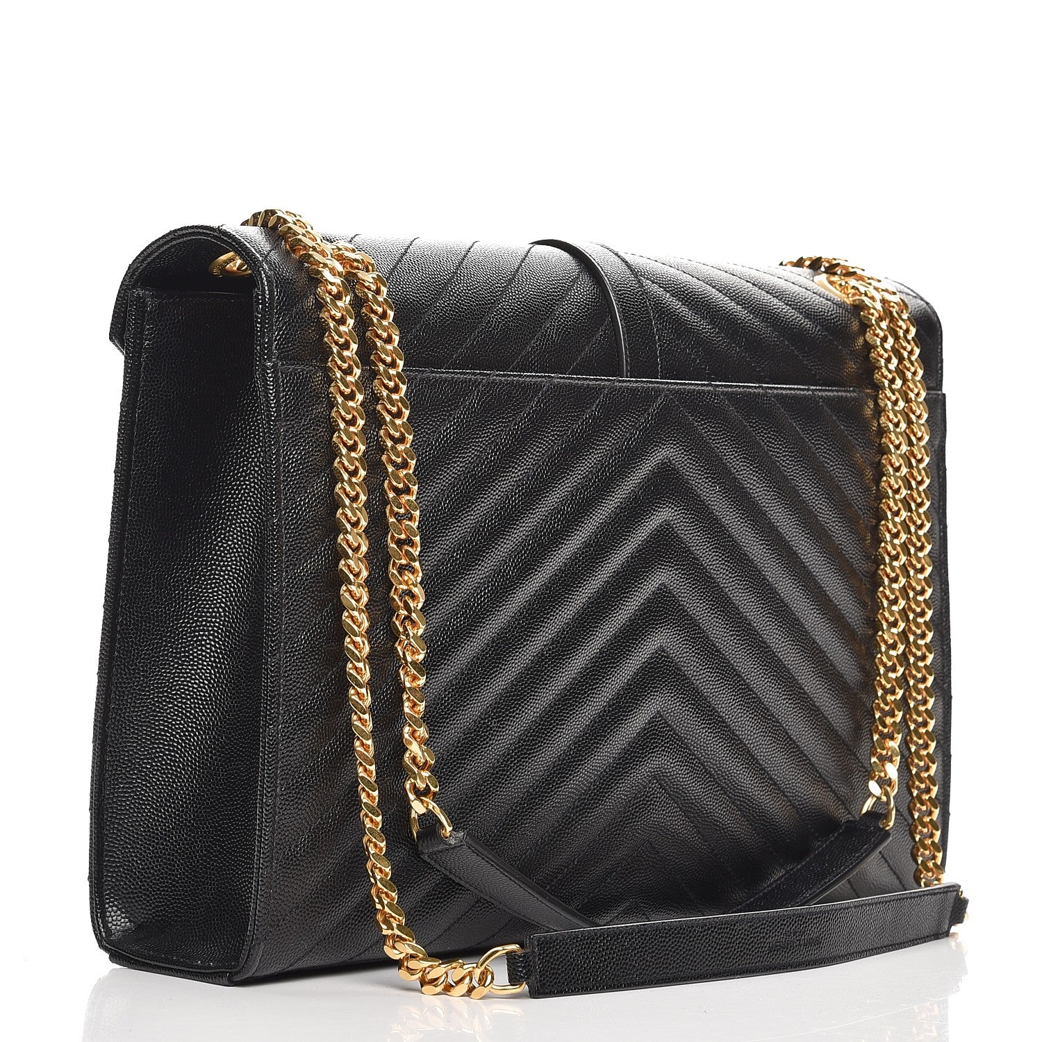 Saint Laurent Grain De Poudre Matelasse Chevron Large Monogram Satchel Black 3 of 8