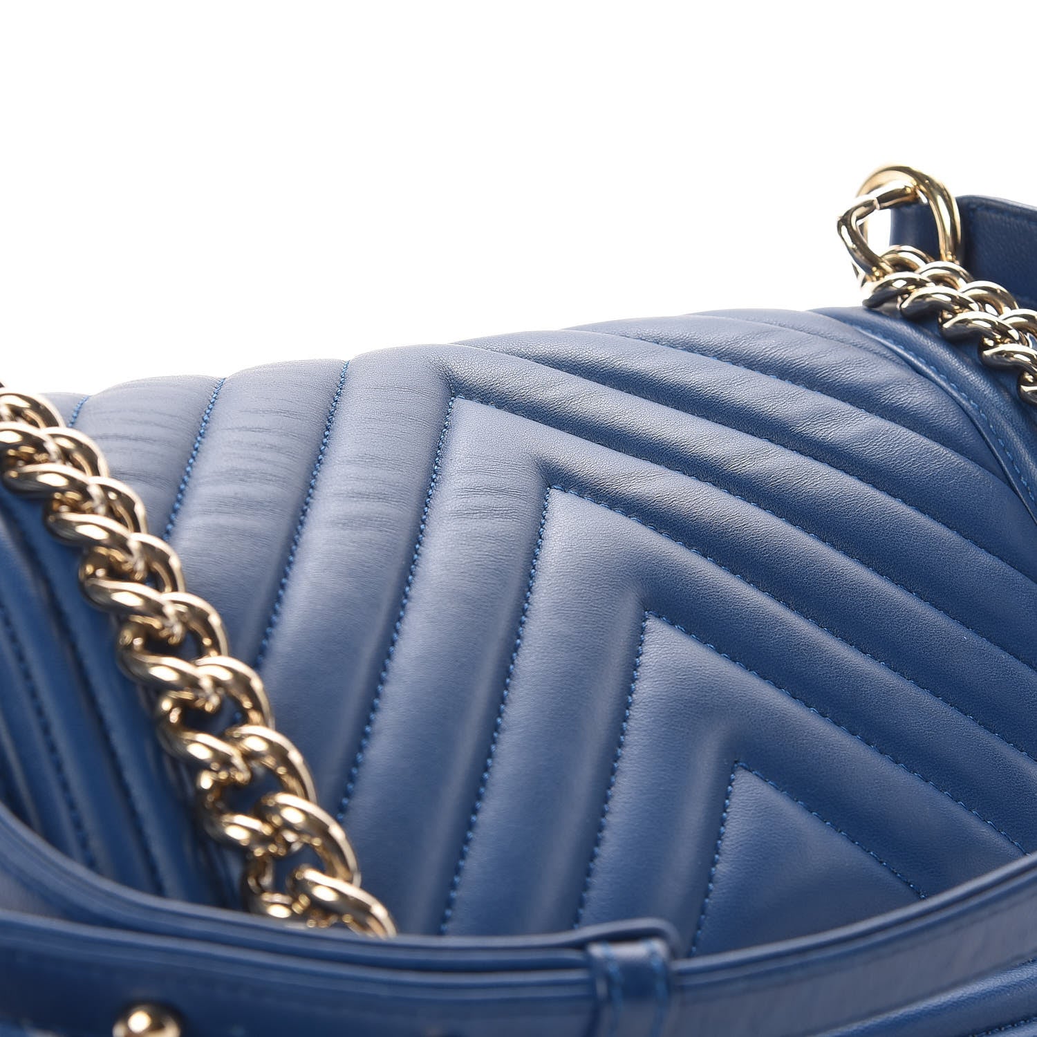 Chanel Lambskin Chevron Quilted Medium Boy Flap Blue 11 of 11