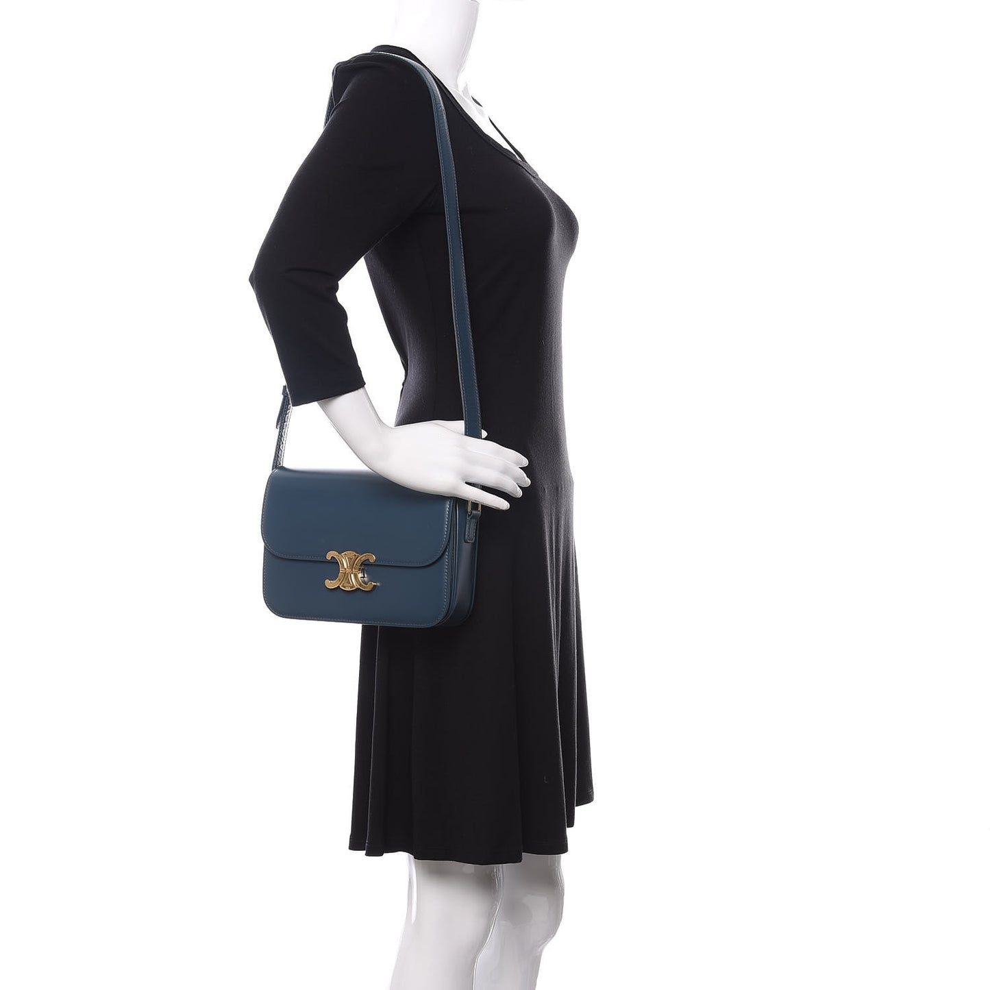 Shiny Calfskin Medium Triomphe Dark Blue