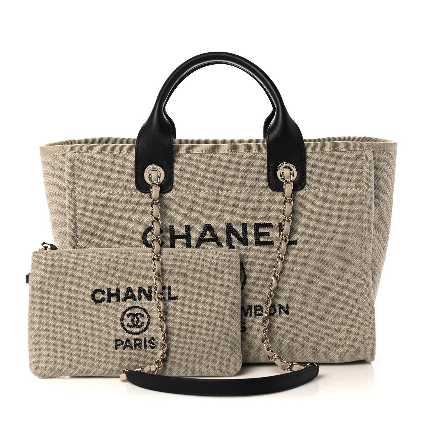 Mixed Fibers Small Deauville Tote Beige Black