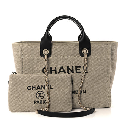 Chanel Mixed Fibers Small Deauville Tote Beige Black 1 of 11