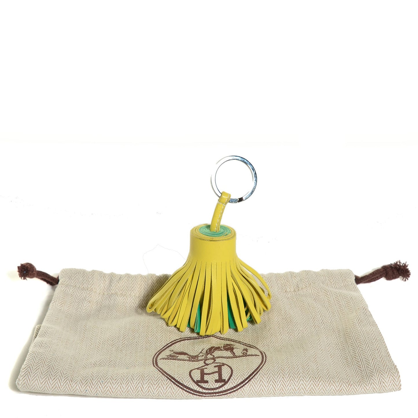 Lambskin Bi-Color Carmen Tassel Key Holder Lime Menthe
