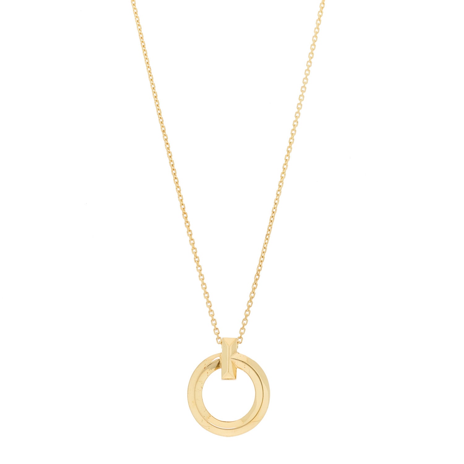 Tiffany 18K Yellow Gold T T1 Circle Pendant Necklace 1 of 8