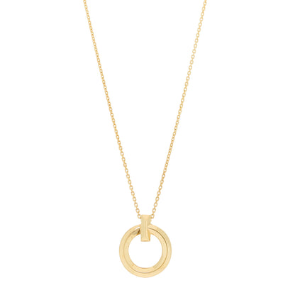Tiffany 18K Yellow Gold T T1 Circle Pendant Necklace 1 of 8