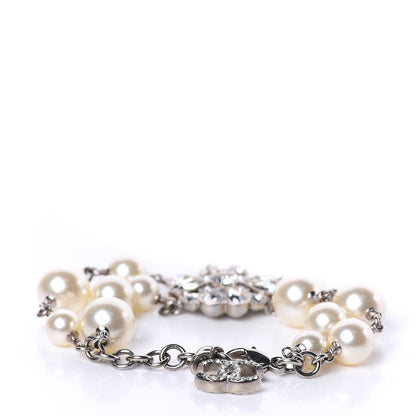 Chanel Pearl Crystal CC Bracelet Silver 3 of 5