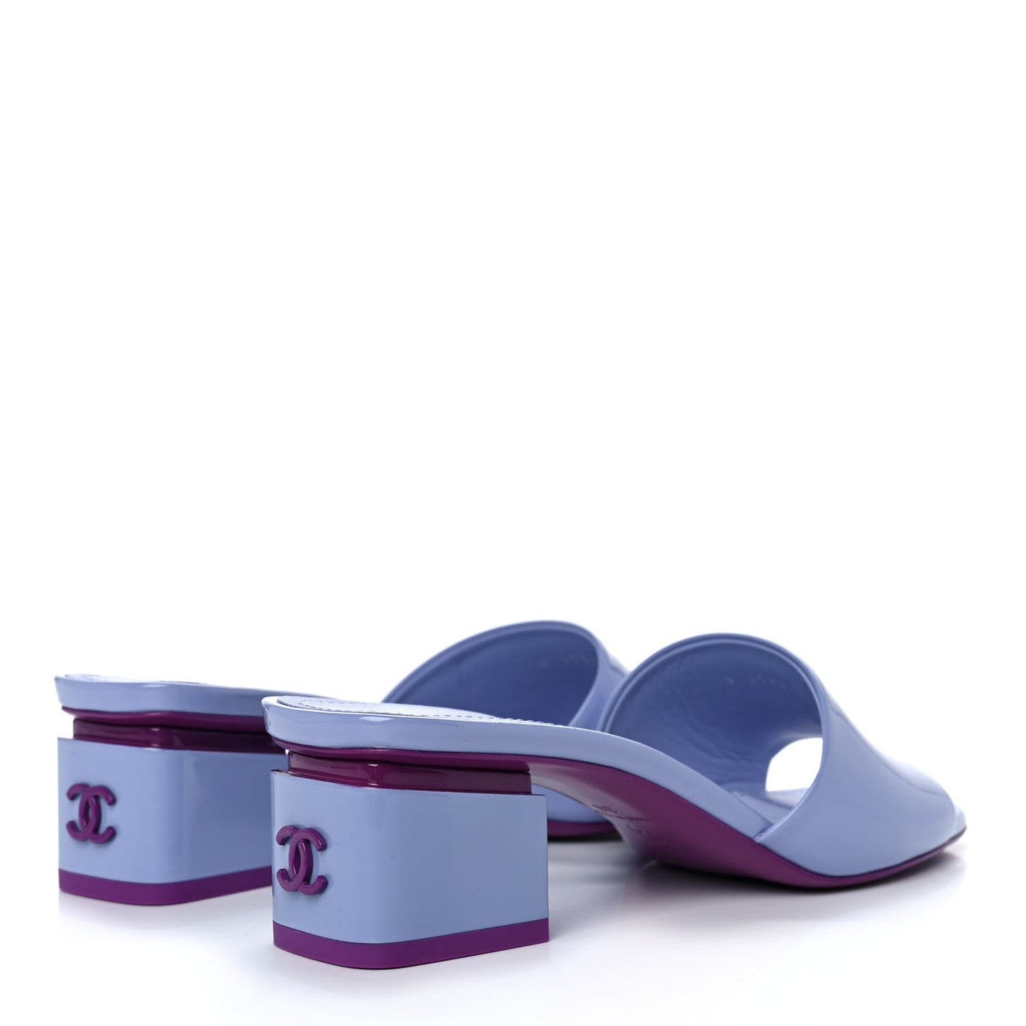 Patent Calfskin CC Mules 36 Light Purple Dark Purple