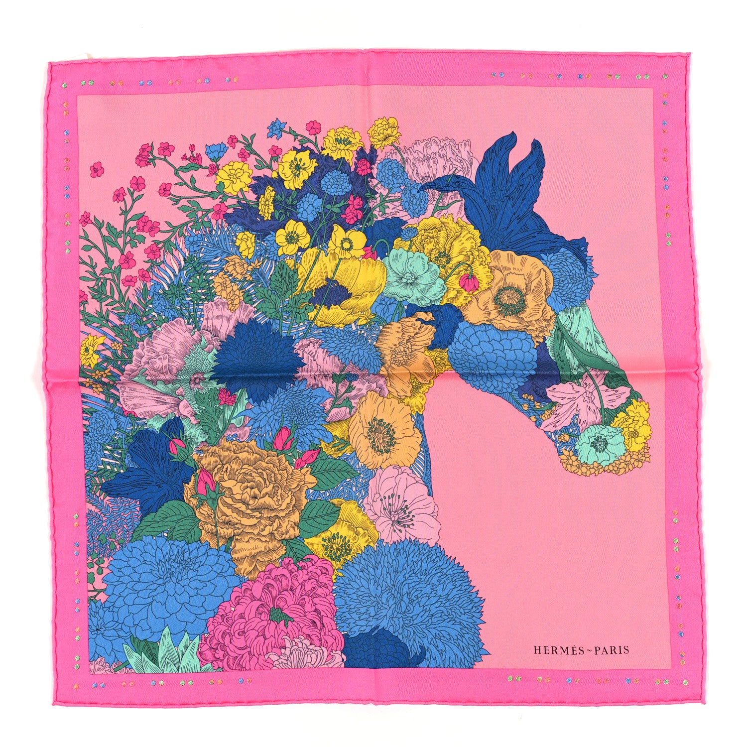 Hermes Silk Robe Legere Scarf 45 Rose Bleu Jaune 1 of 3