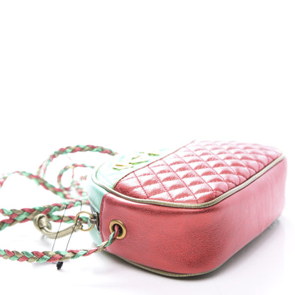 Gucci Laminated Nappa Trapuntata Mini Zumi Dome Shoulder Bag Rosso Jasmine Green Rame 7 of 9