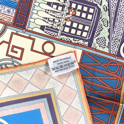 Hermes Silk Objets De Curiosite Scarf 90 Bleu Vert Rose 3 of 3