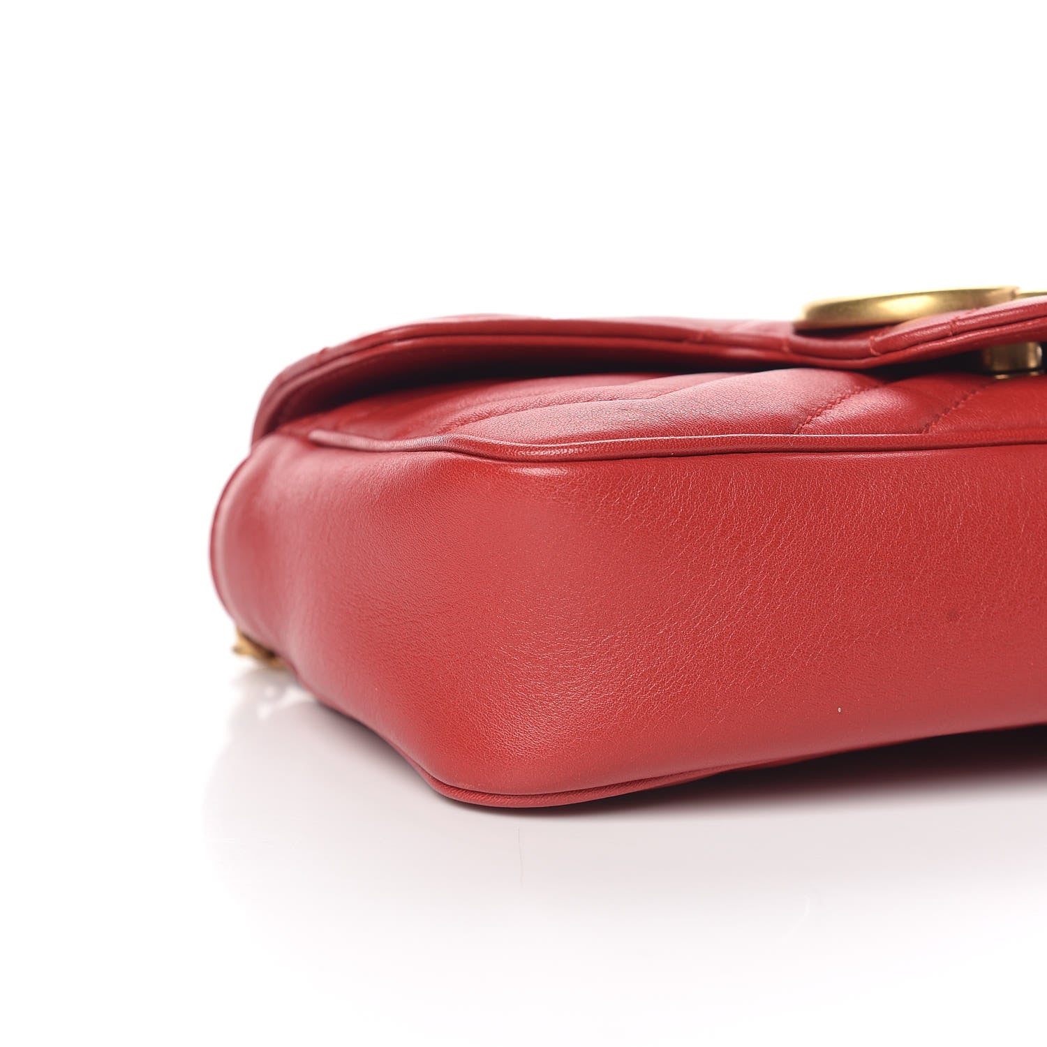 Gucci Calfskin Matelasse Super Mini GG Marmont Shoulder Bag Hibiscus Red 9 of 11