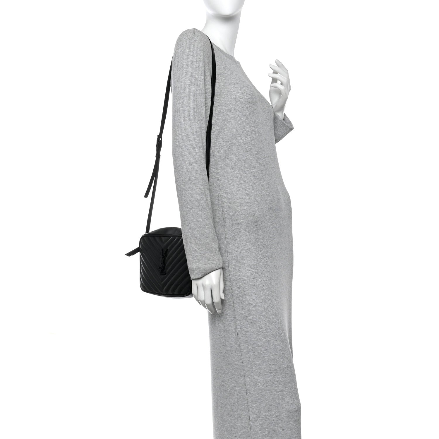 Saint Laurent Calfskin Matelasse Monogram Monochrome Lou Camera Bag Black 2 of 10