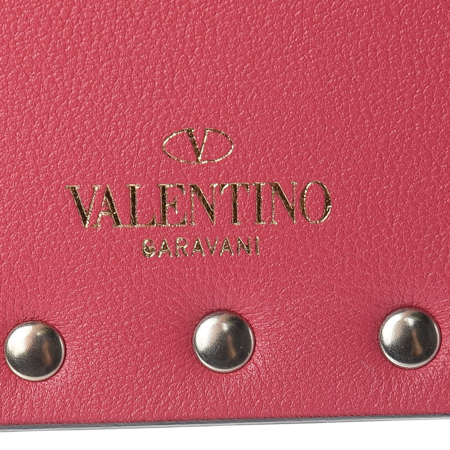 Vitello Rockstud Coin Case Card Holder Shadow Pink