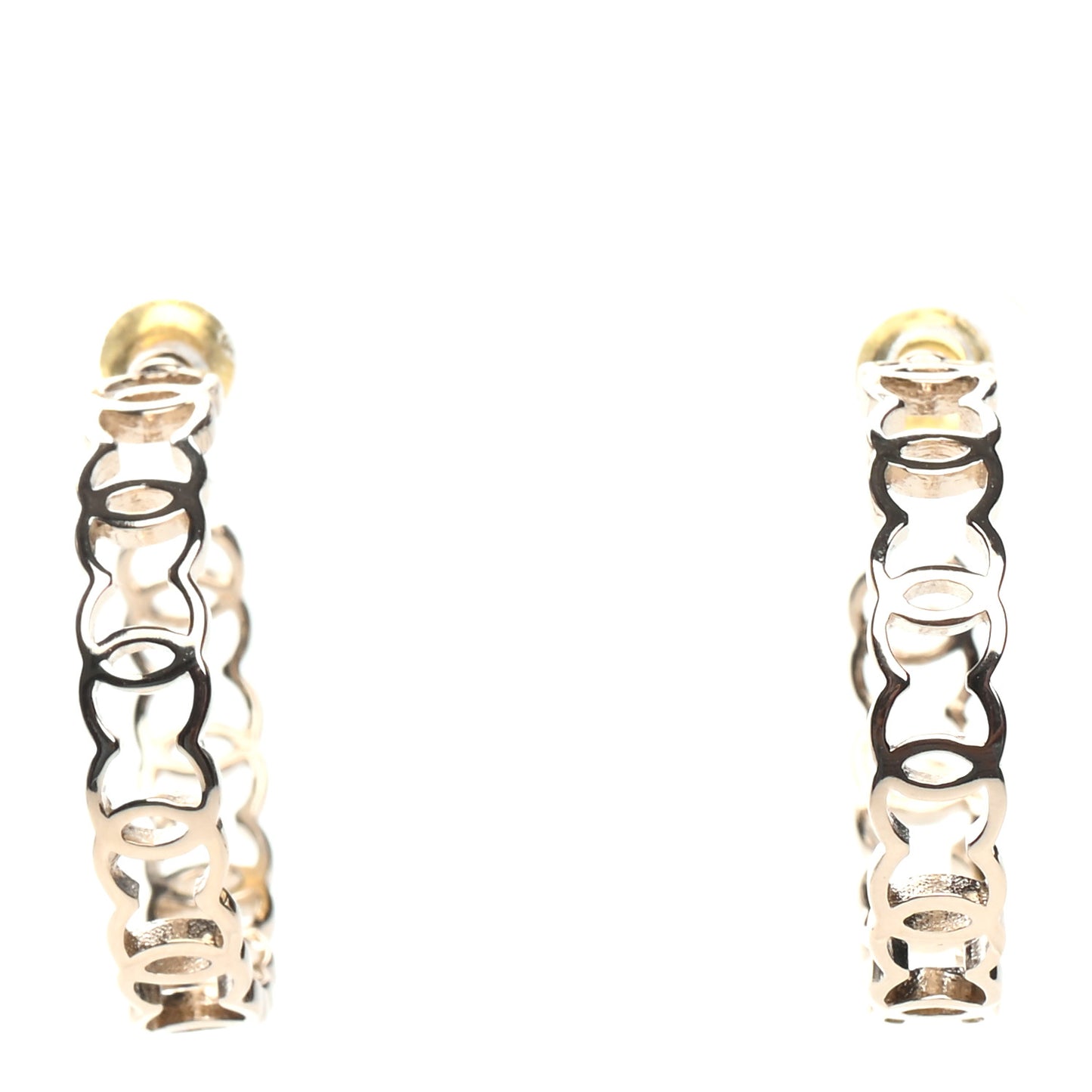 Metal CC Hoop Earrings Gold