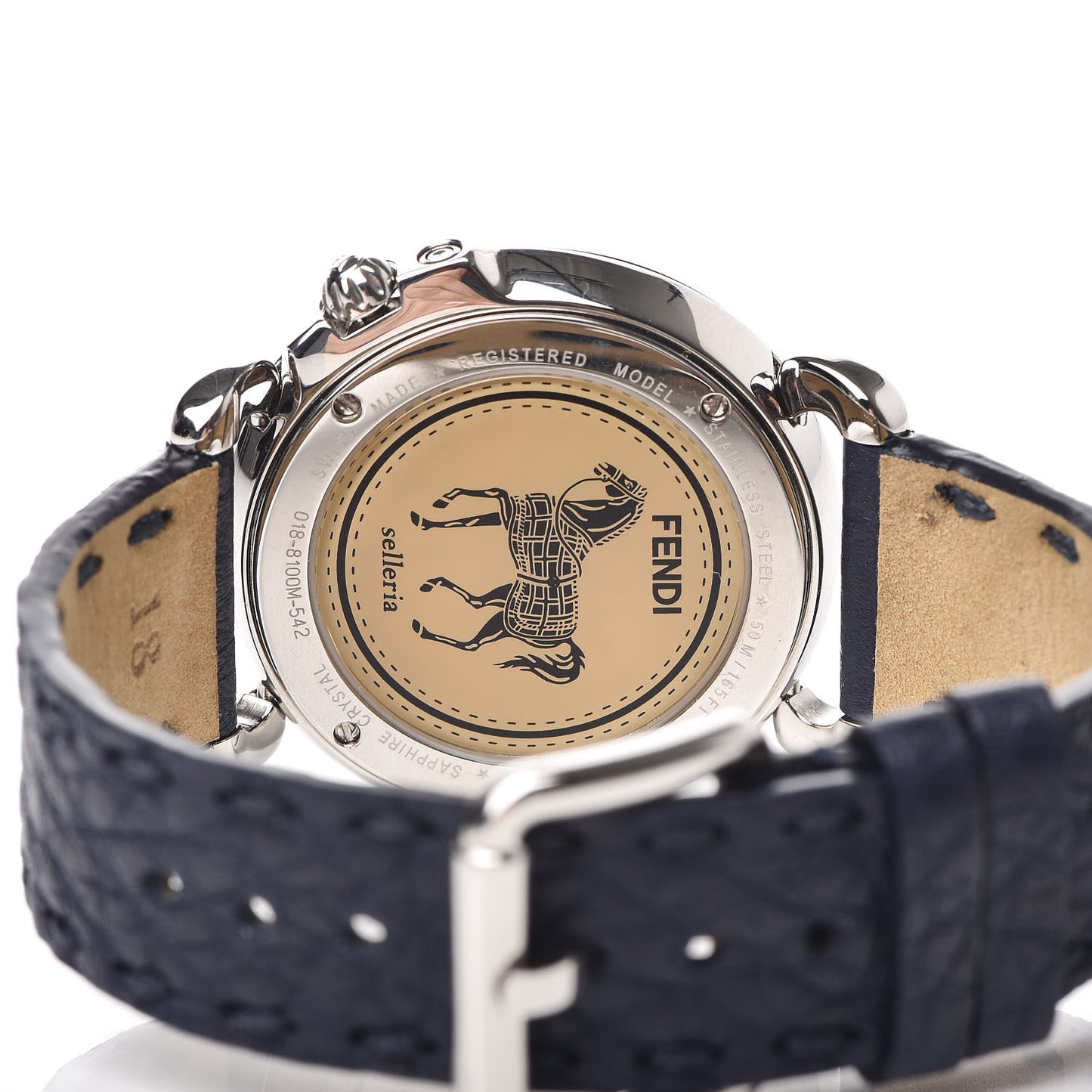 Stainless Steel Calfskin Diamond Pave Bezel Mother of Pearl 37mm Selleria Quartz Watch