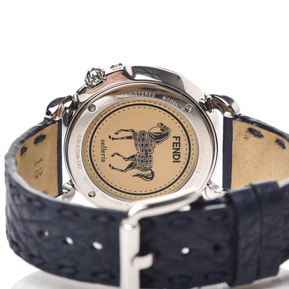 Fendi Stainless Steel Calfskin Diamond Pave Bezel Mother of Pearl 37mm Selleria Quartz Watch 5 of 9