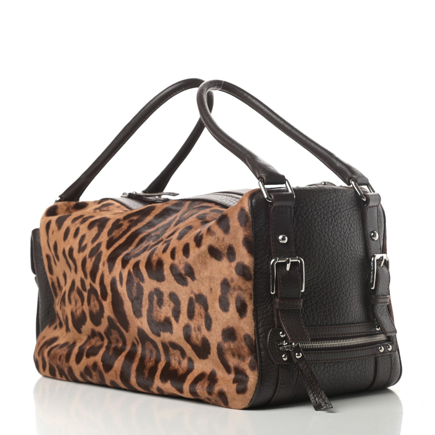 Calf Hair Leopard Print Miss Easy Way Satchel Naturale