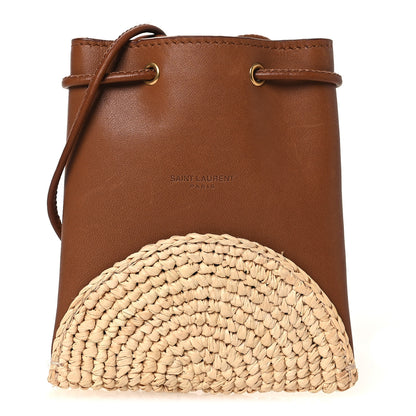 Saint Laurent Raffia Cassandre Mini Pochon Crossbody Bag Brick Natural 1 of 13