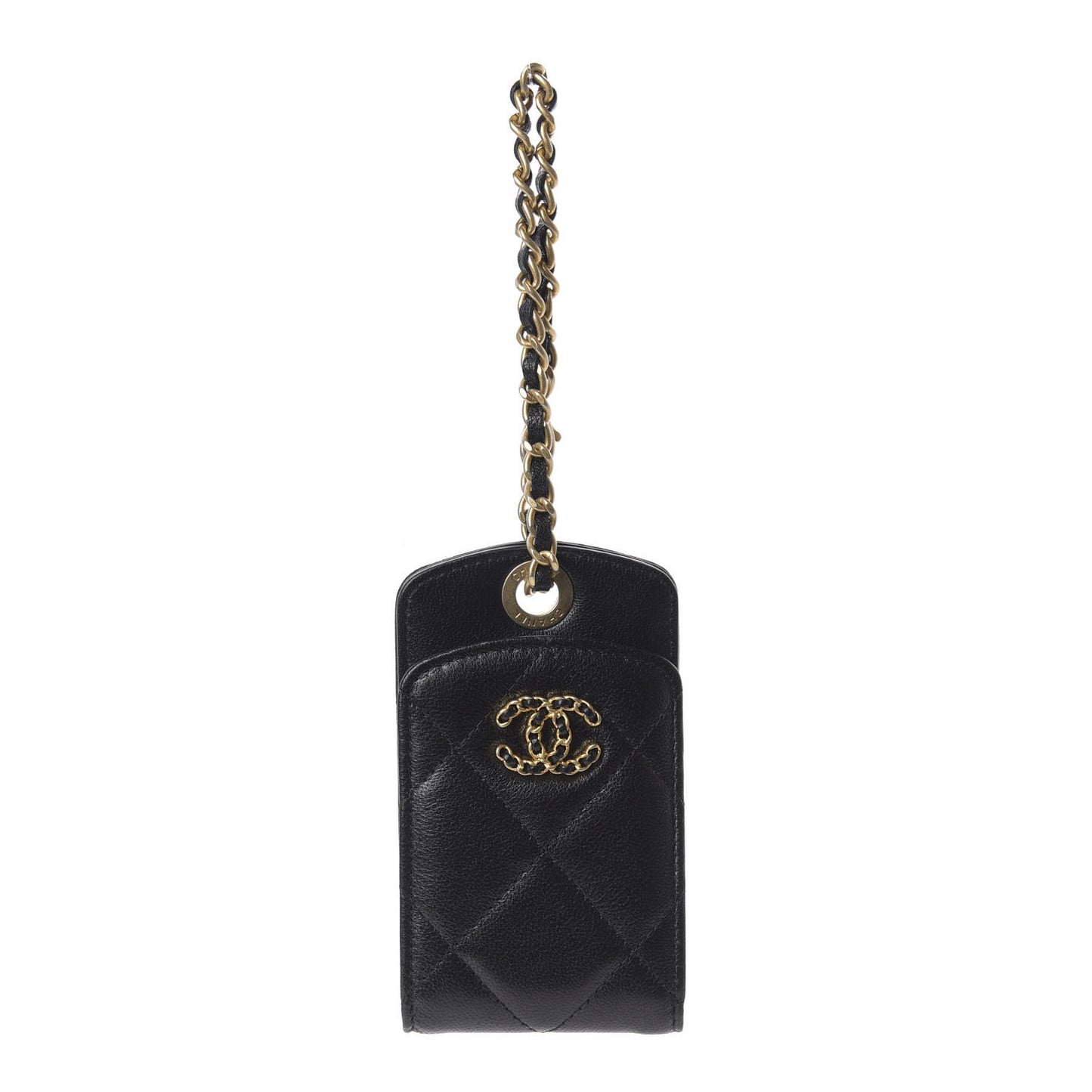 Lambskin Quilted 19 Luggage Tag Black