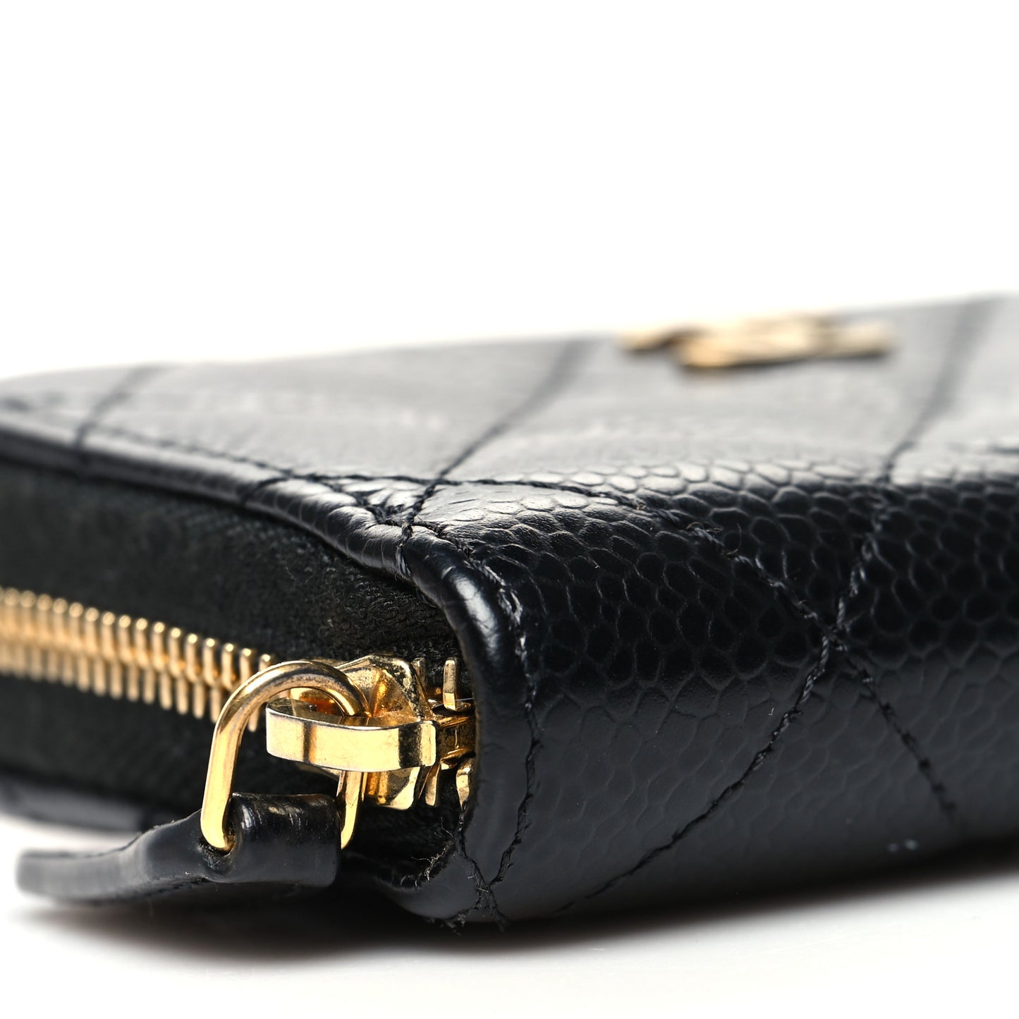Caviar Quilted Classic Zipped Coin Purse Black