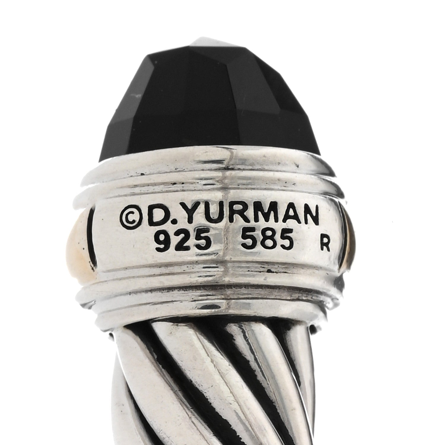 David Yurman Sterling Silver 14K Yellow Gold Black Onyx 7mm Cable Classics Bracelet 3 of 3