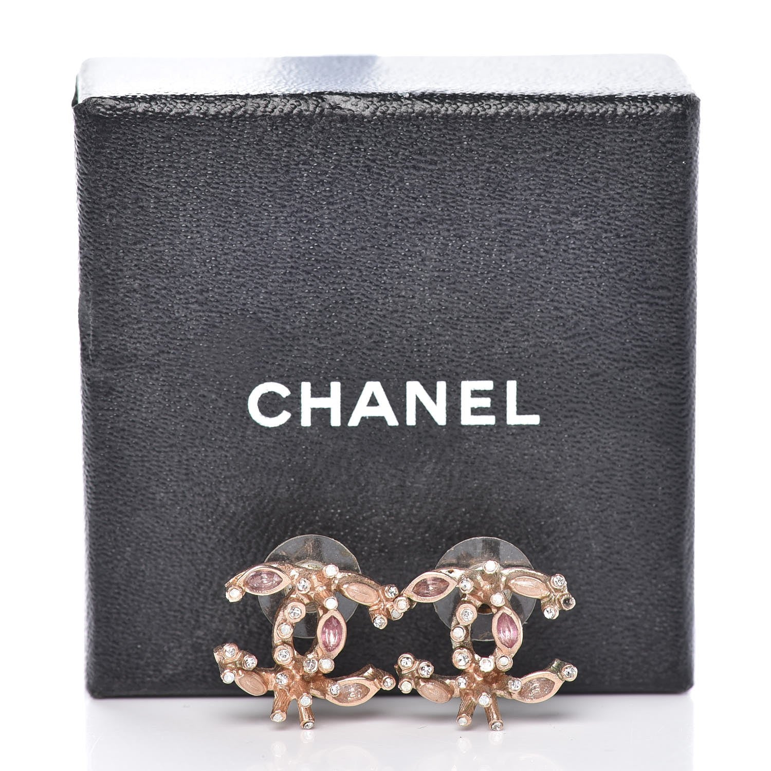 Chanel Crystal CC Earrings Gold Rose Violet 6 of 6
