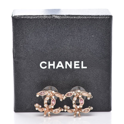 Chanel Crystal CC Earrings Gold Rose Violet 6 of 6