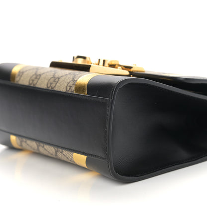 Gucci Calfskin GG Supreme Monogram Small Padlock Shoulder Bag Black Gold 10 of 10