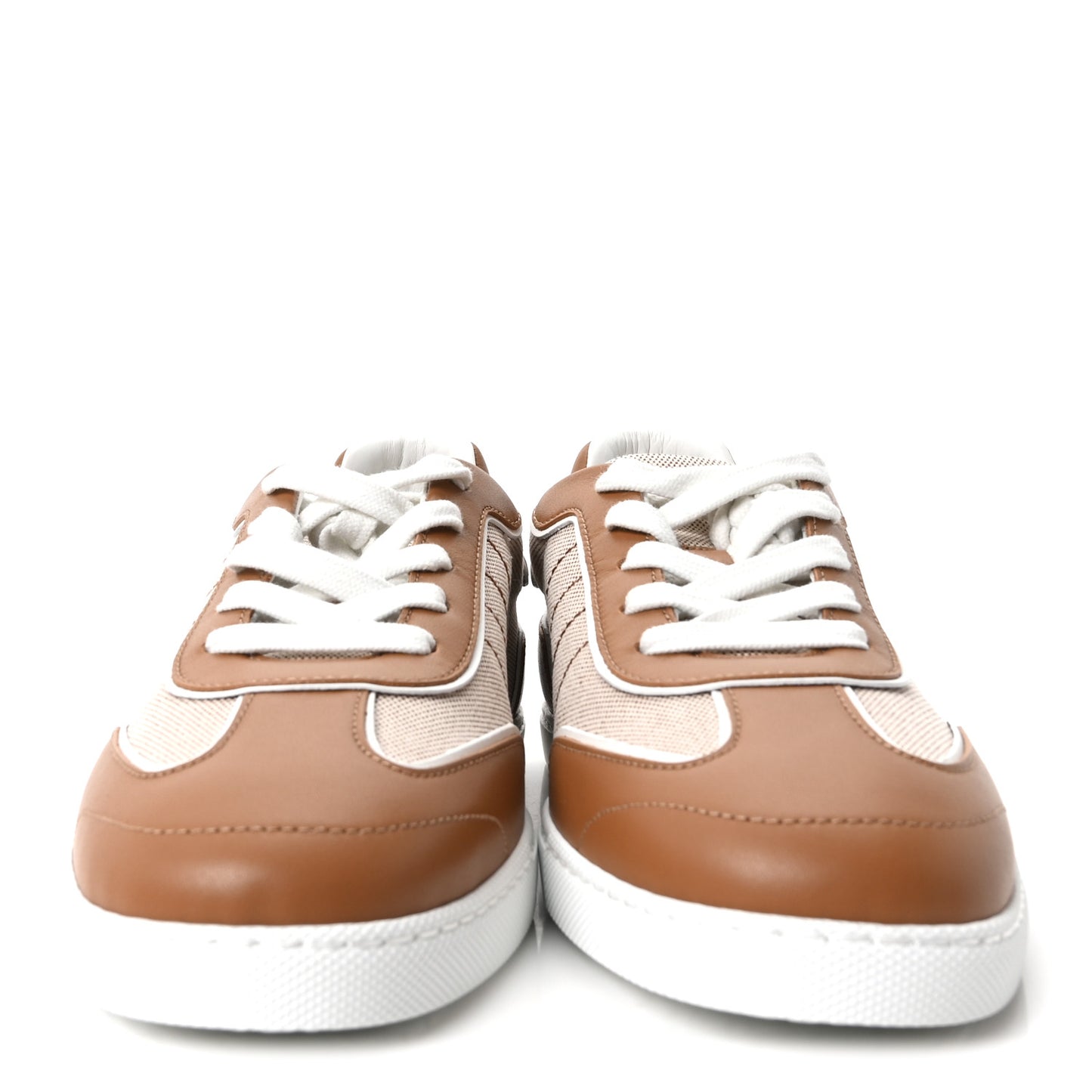 Calfskin Canvas Match Sneakers 37.5 Noisette Multicolor