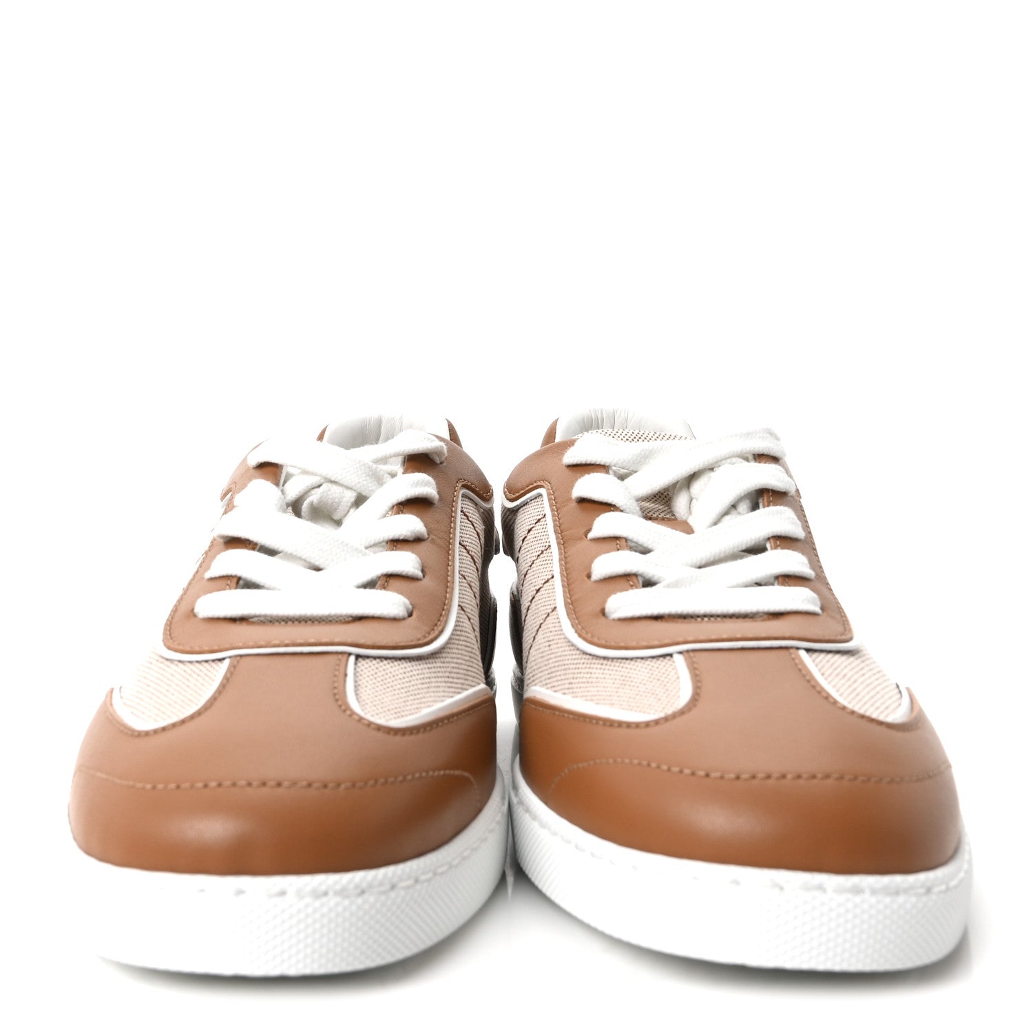Hermes Calfskin Canvas Match Sneakers 37.5 Noisette Multicolor 3 of 10