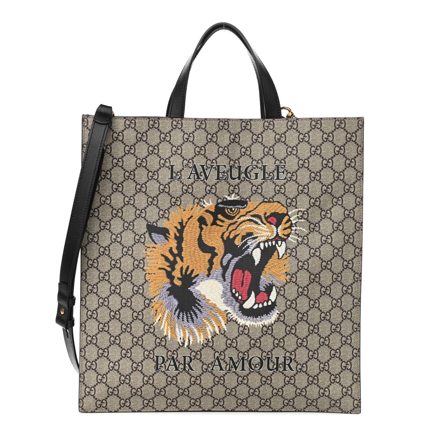 Gucci GG Supreme Monogram L'Aveugle Par Amour Print Vertical Tote Black 1 of 11