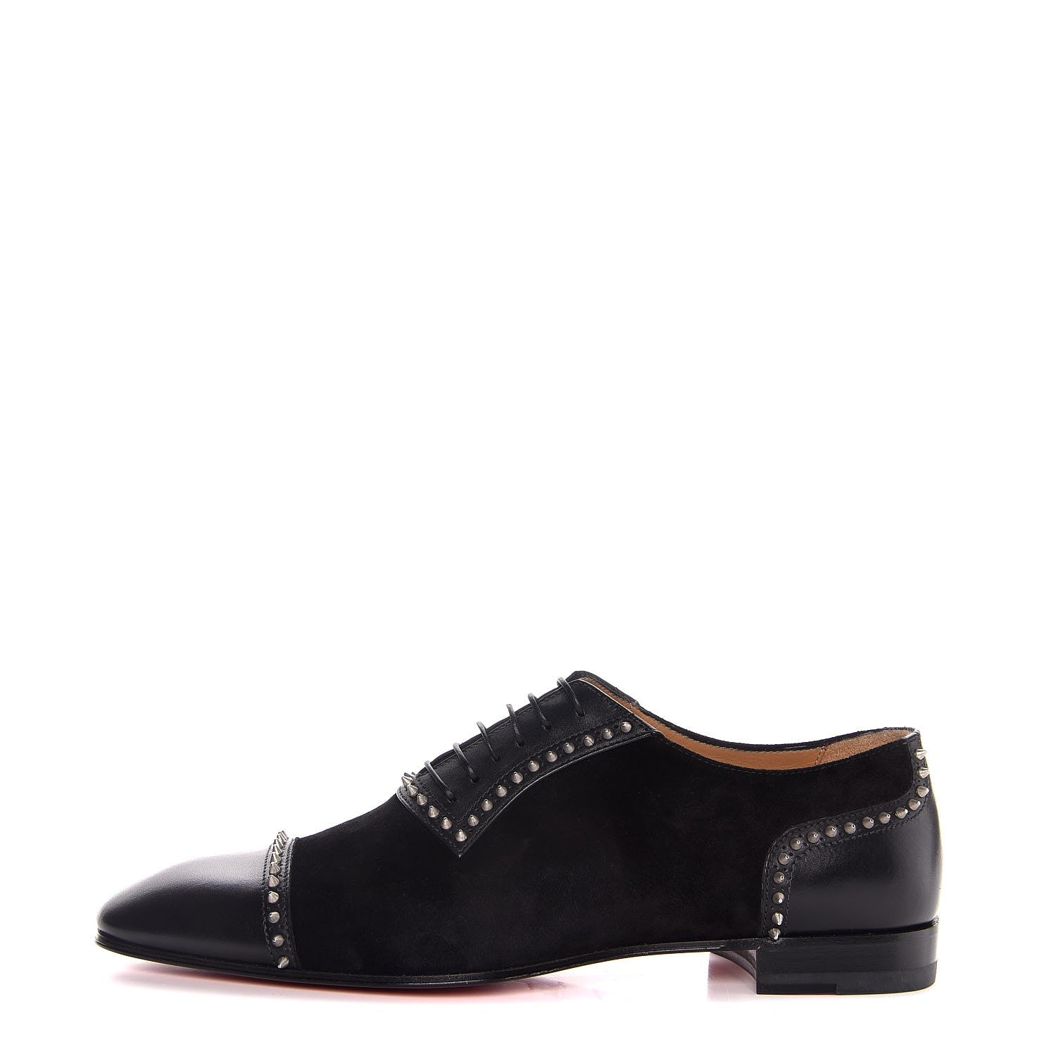 Christian Louboutin Mens Veau Velours Calfskin Mr Blake Spike Oxfords 42 Black Silver 1 of 8