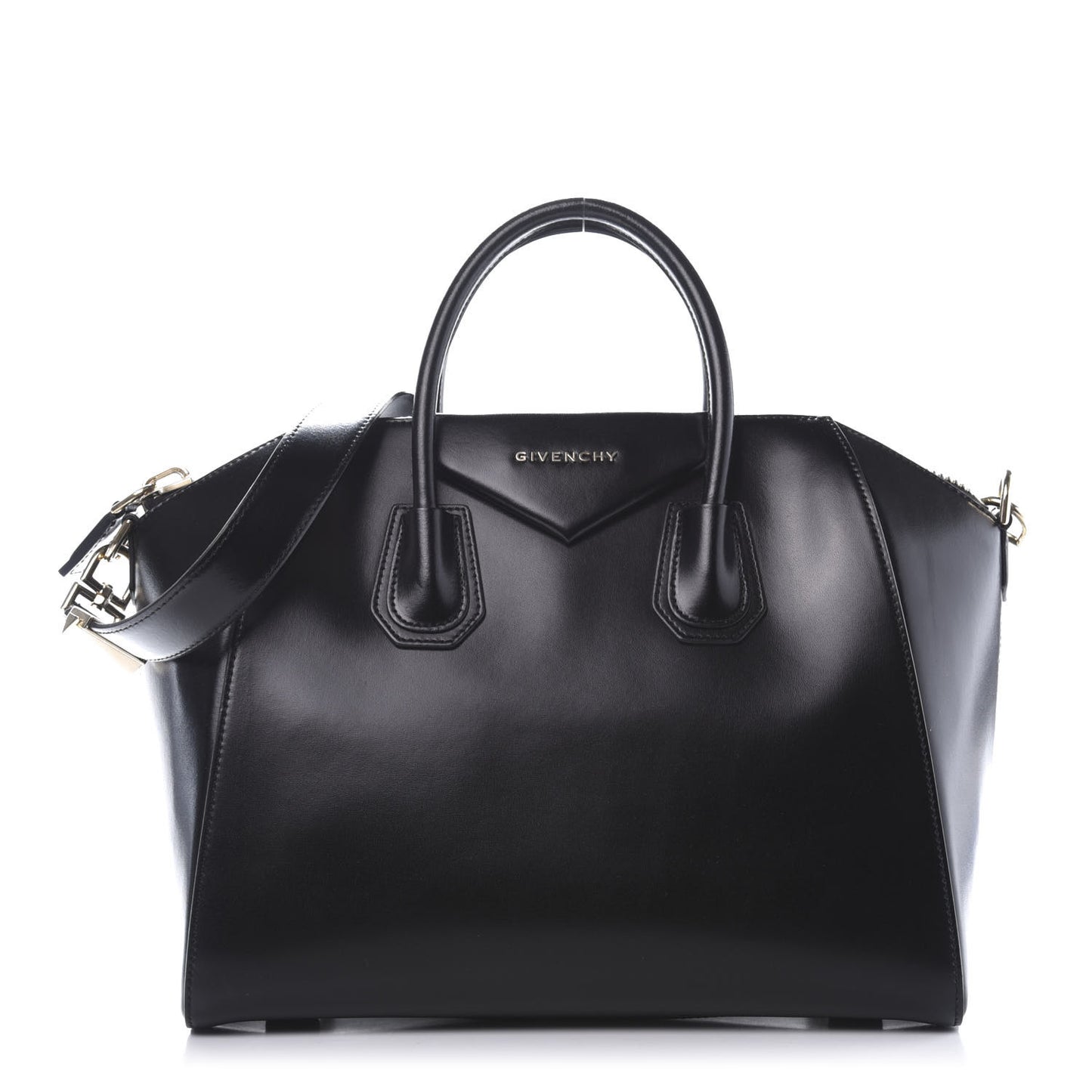 Shiny Lord Calfskin Medium Antigona Black