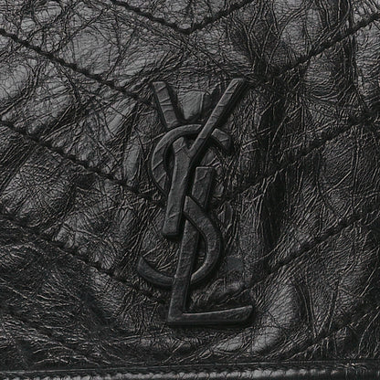 Saint Laurent Crinkled Calfskin Matelasse Monogram Medium Niki Chain Satchel Black 9 of 12