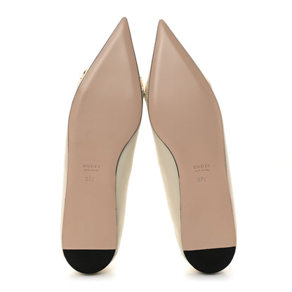 Gucci Nappa Lumiere Deva Horsebit Chain Embellished Flats 37.5 Dusty White 5 of 12