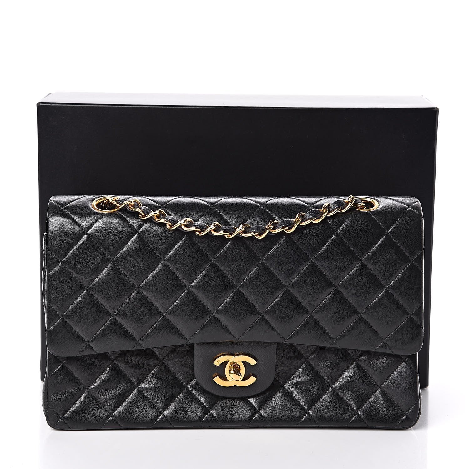 Chanel Lambskin Quilted Medium Double Flap Black 15 of 15