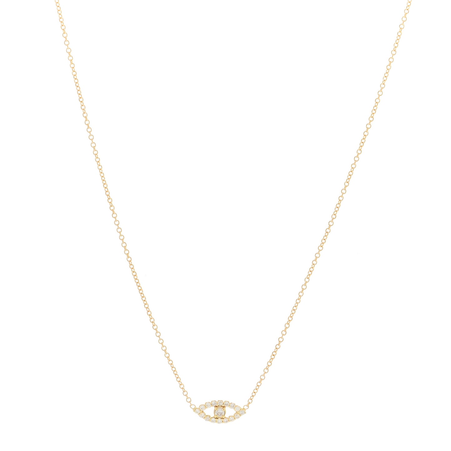 18K Yellow Gold Diamond Open Evil Eye Necklace