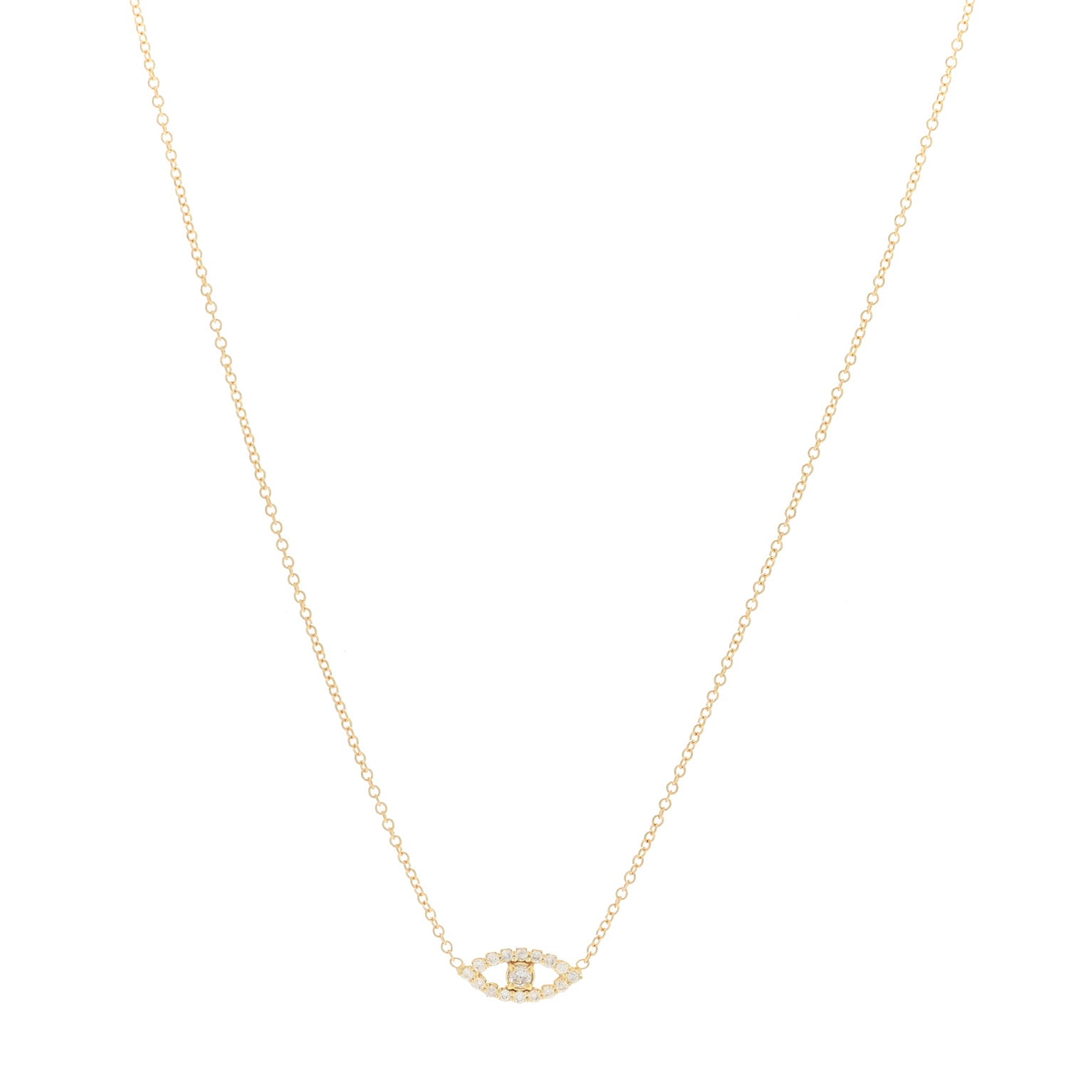 Jennifer Meyer 18K Yellow Gold Diamond Open Evil Eye Necklace 1 of 3