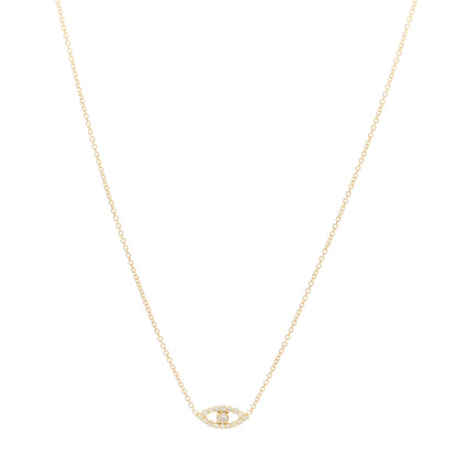 Jennifer Meyer 18K Yellow Gold Diamond Open Evil Eye Necklace 1 of 3