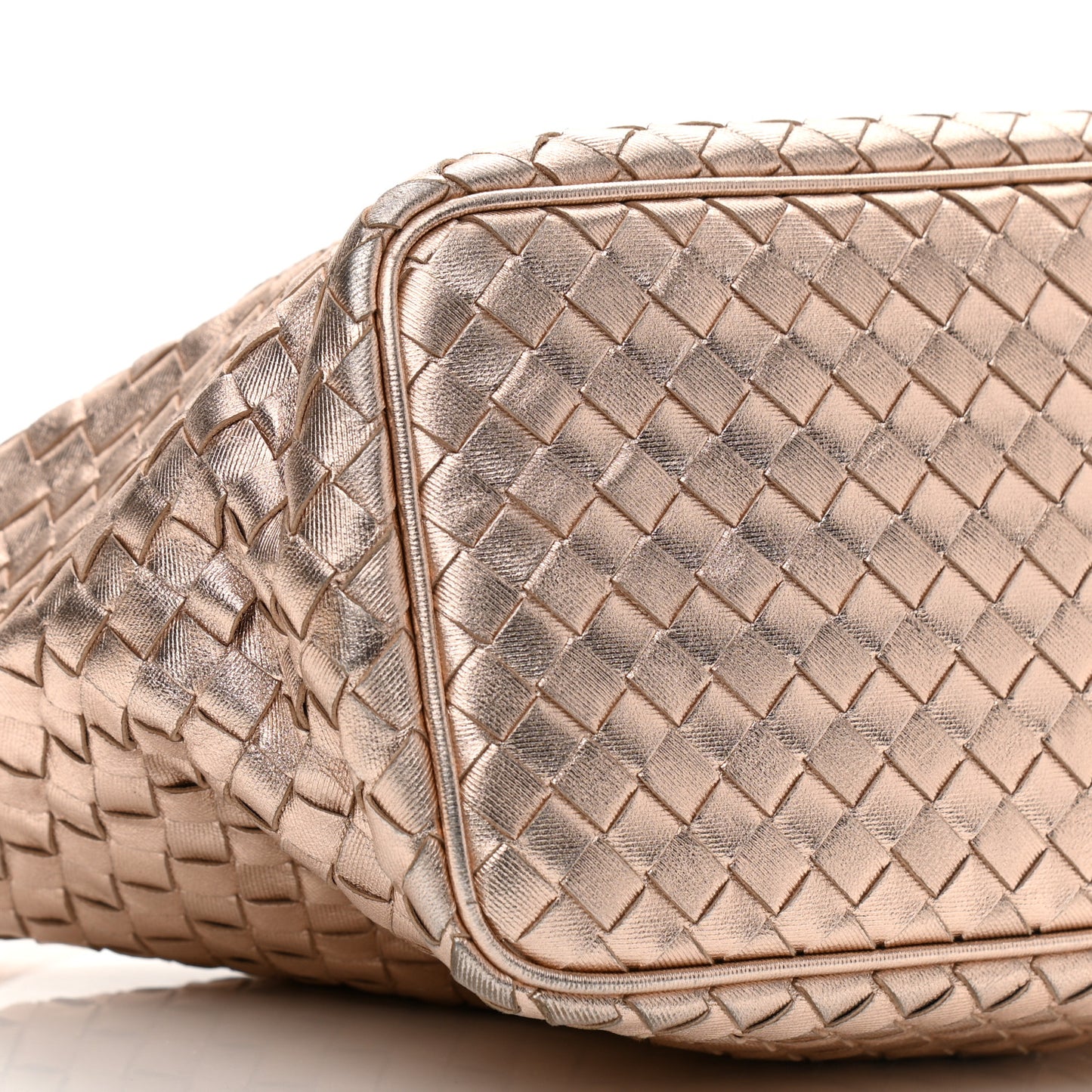 Metallic Grosgrain Intrecciato Ciambrino Bag Rose Gold