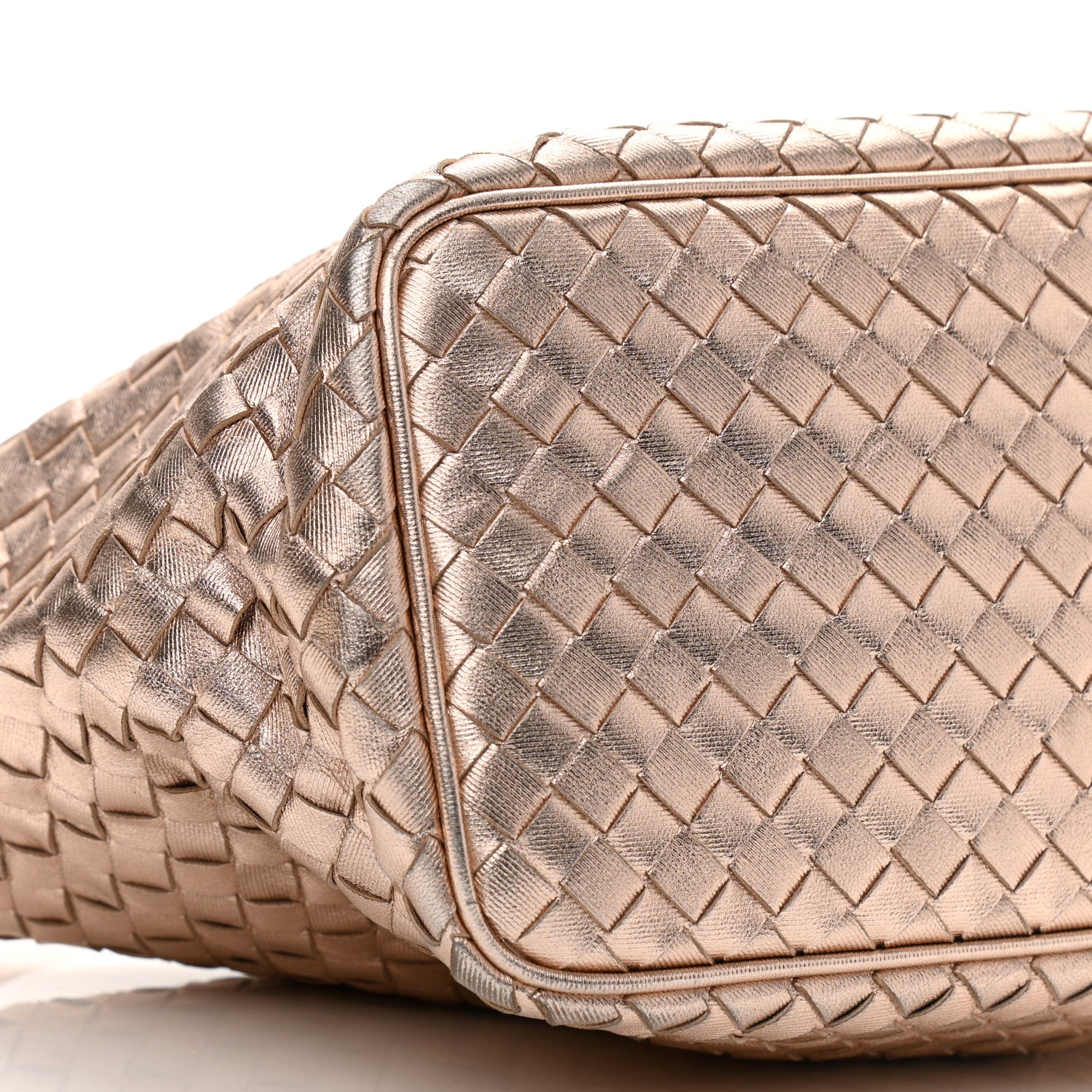 Bottega Veneta Metallic Grosgrain Intrecciato Ciambrino Bag Rose Gold 8 of 9