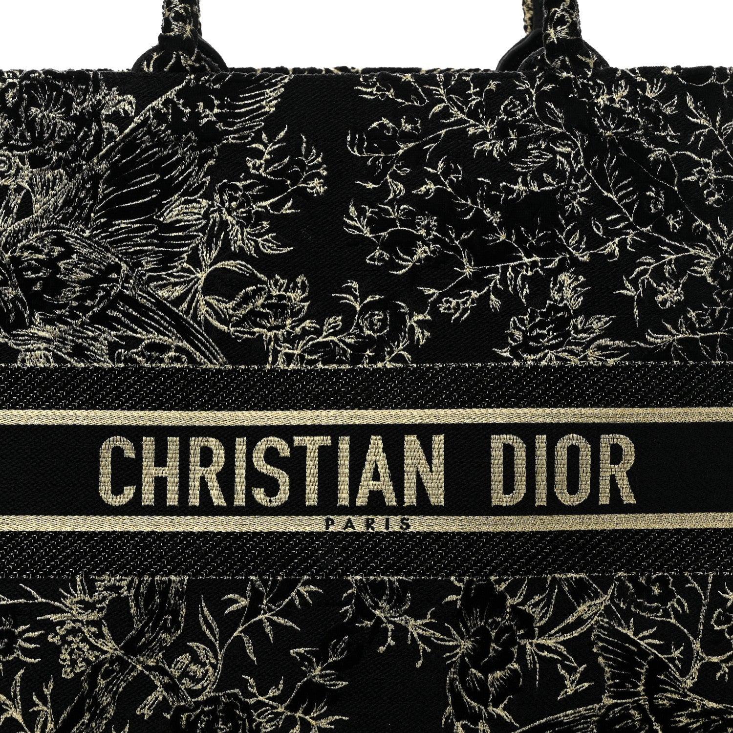 Christian Dior Velvet Jardin d'Hiver Embroidered Large Book Tote Black Gold 8 of 10