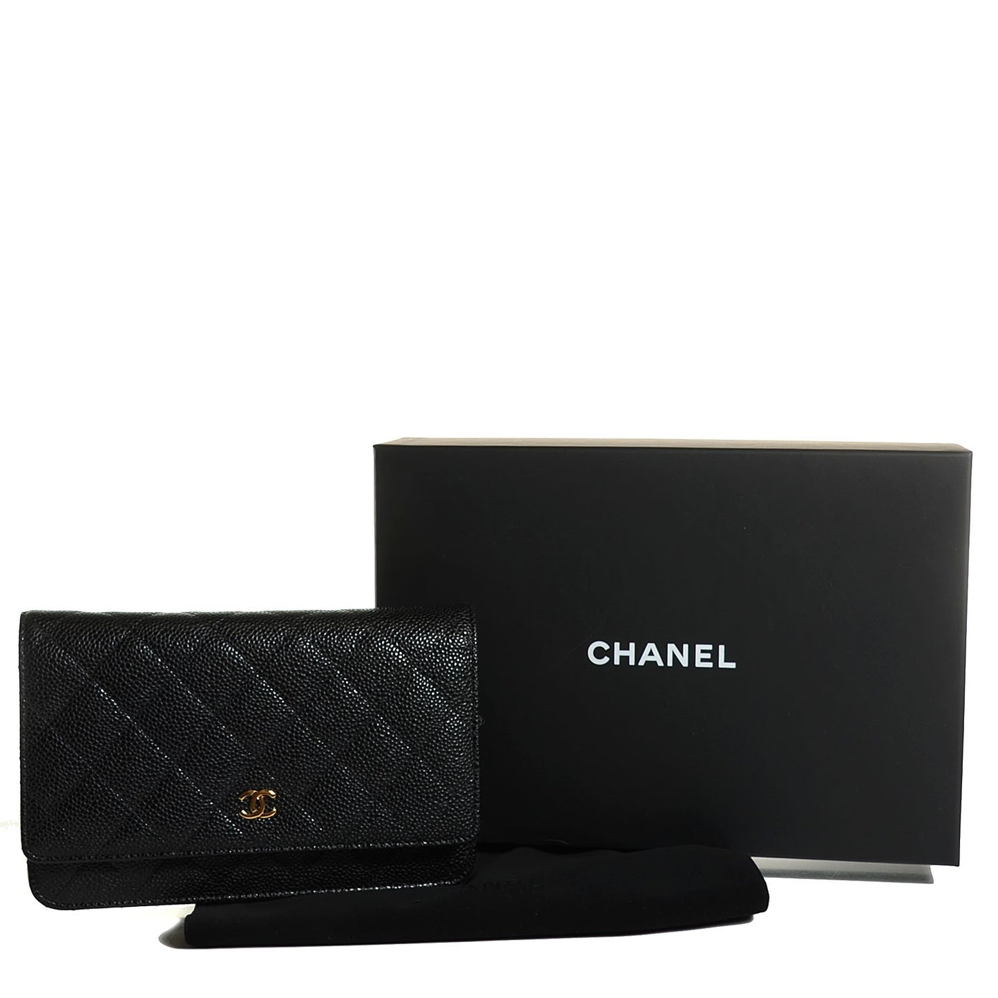 Caviar Quilted Wallet On Chain WOC Black