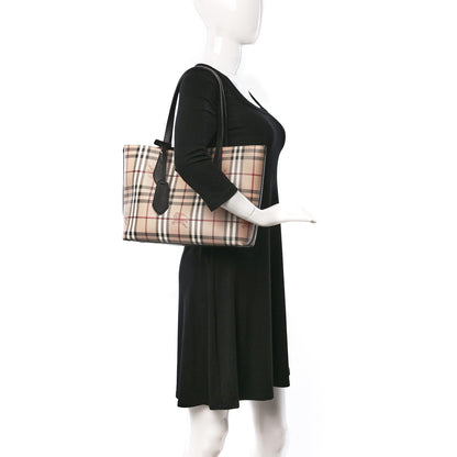 Burberry Grainy Calfskin Haymarket Check Small Reversible Tote Black 2 of 13