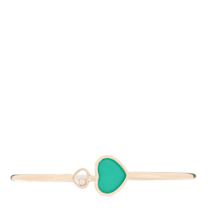 Chopard 18K Rose Gold Diamond Green Agate Happy Hearts Bangle Bracelet 1 of 4